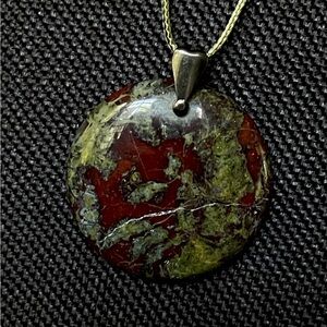 Dragon Blood Jasper Pendant 1 1/2” in diameter. Great Gift!